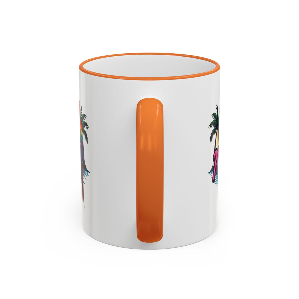 Miami Sunset Accent Rim & Handle Mug — Retro Palm Beach Coffee Cup
