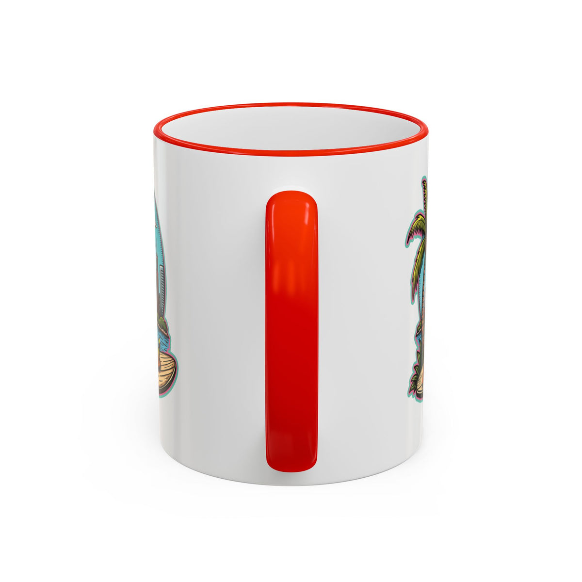Miami Beach Scenic Accent Rim Mug – Tropical Palm Tree Skyline Coffee Cup (11oz & 15oz)