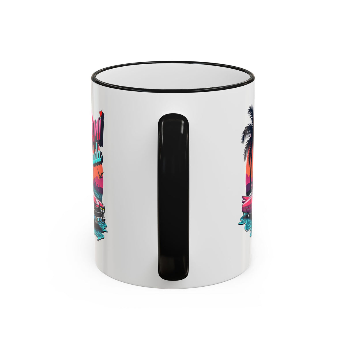 Miami Florida Retro Sunset Accent Rim Mug (11oz/15oz)