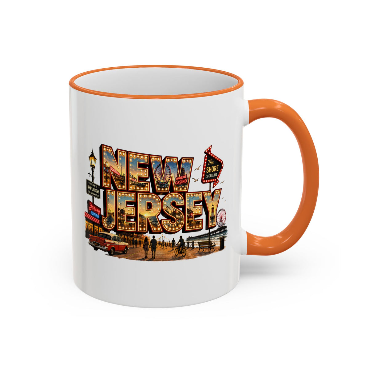 New Jersey Vintage Postcard Accent Rim Mug (11oz & 15oz)