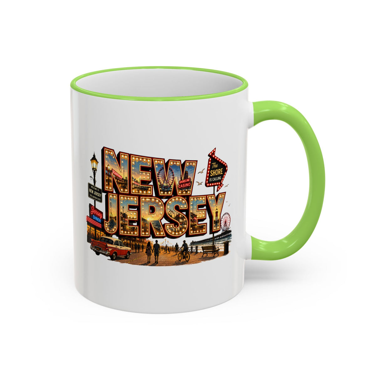 New Jersey Vintage Postcard Accent Rim Mug (11oz & 15oz)