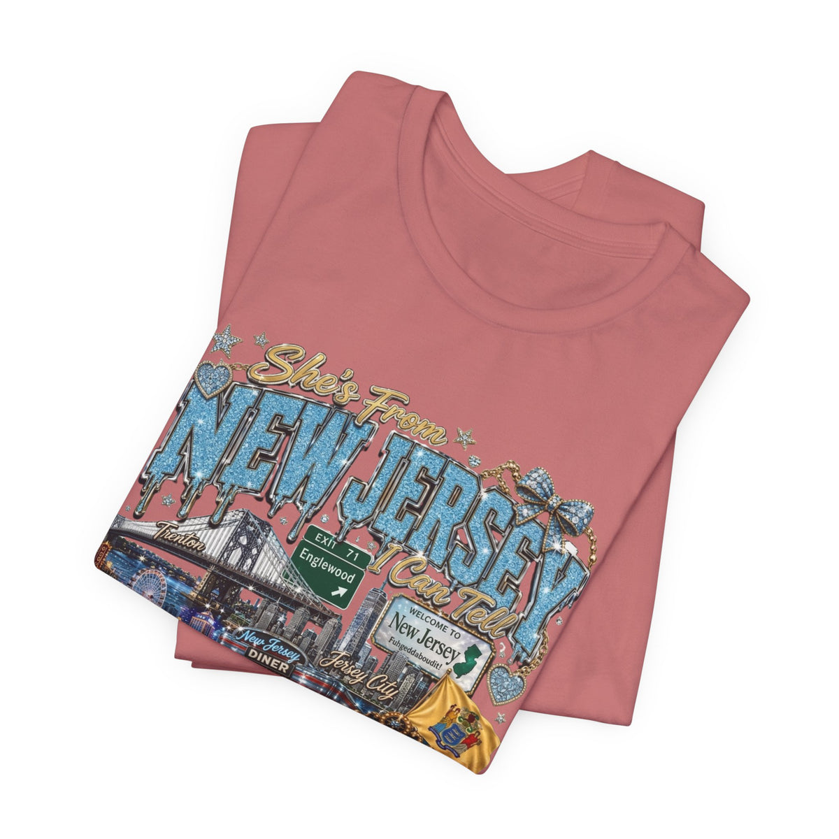 New Jersey Landmarks Tee — Jersey Shore, Diner & Turnpike Retro Graphic T-Shirt