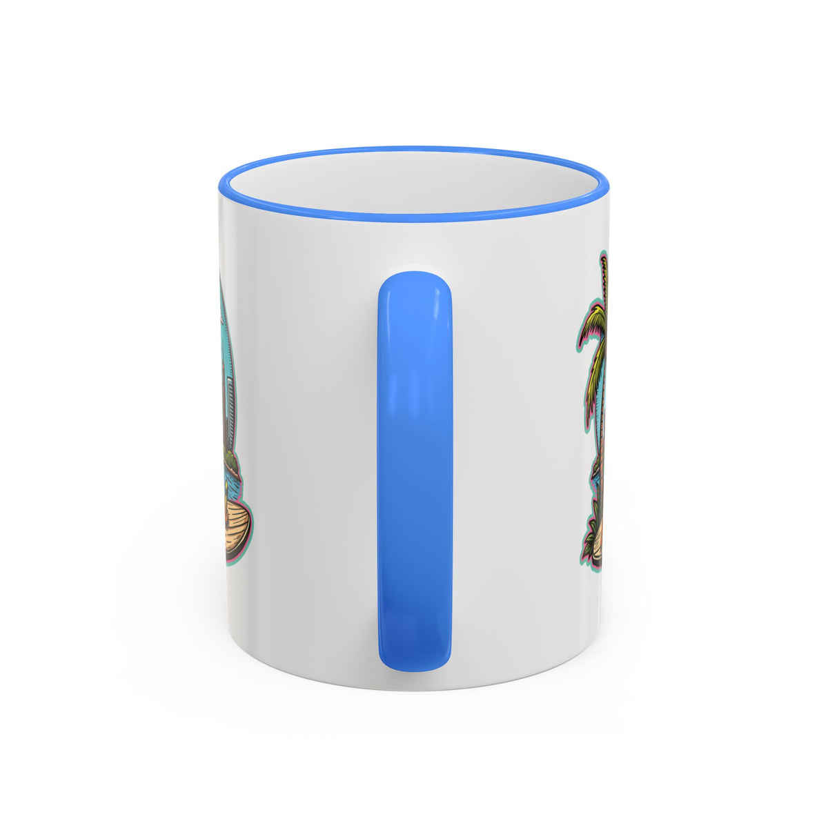 Miami Beach Scenic Accent Rim Mug – Tropical Palm Tree Skyline Coffee Cup (11oz & 15oz)