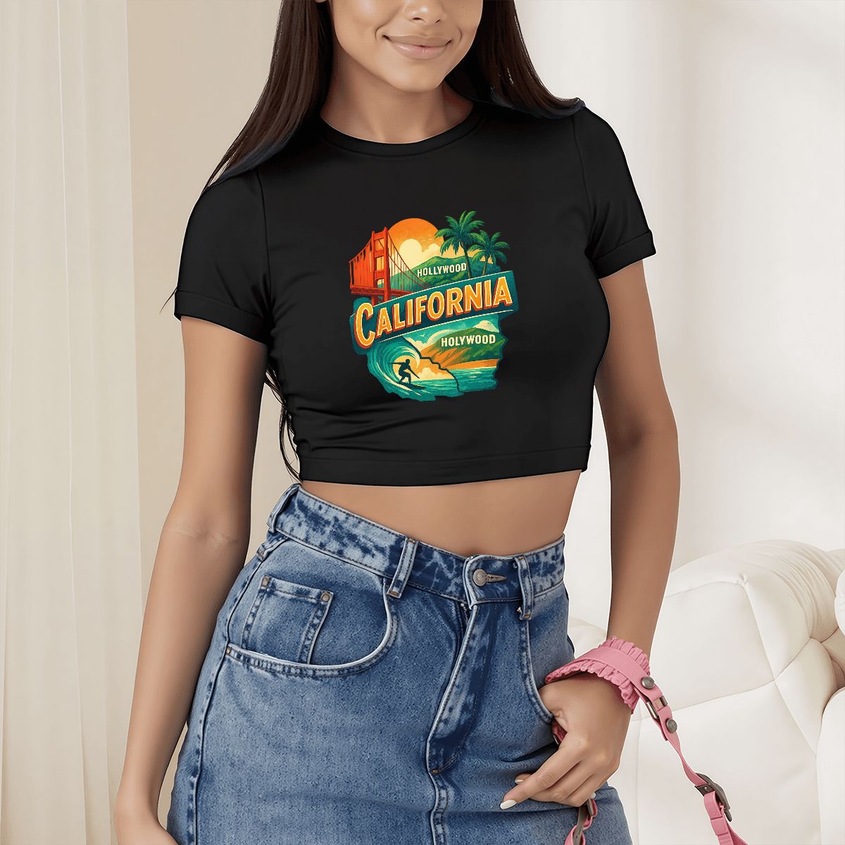 Short Sleeve California Crop Top for Women (Made in USA)