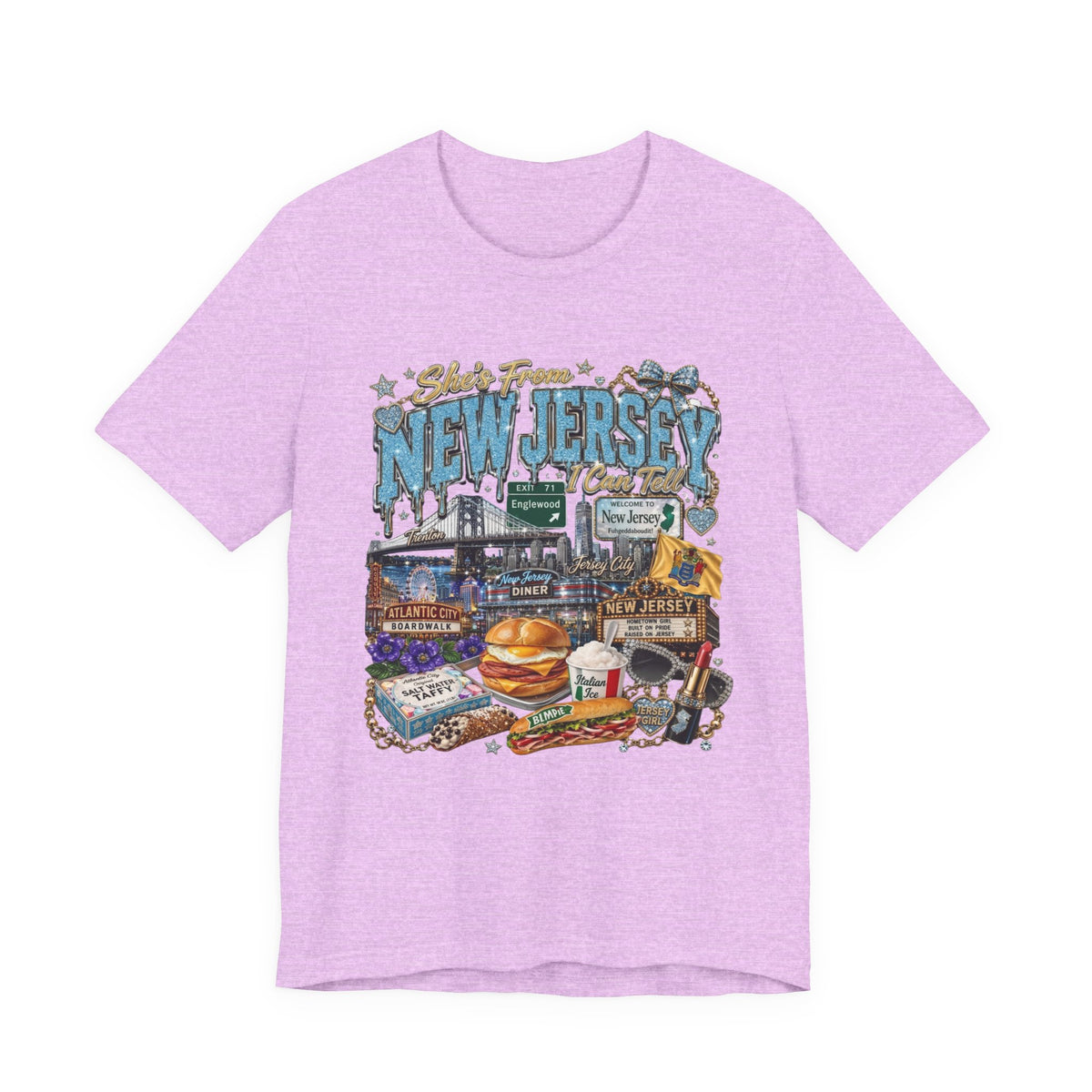 New Jersey Landmarks Tee — Jersey Shore, Diner & Turnpike Retro Graphic T-Shirt