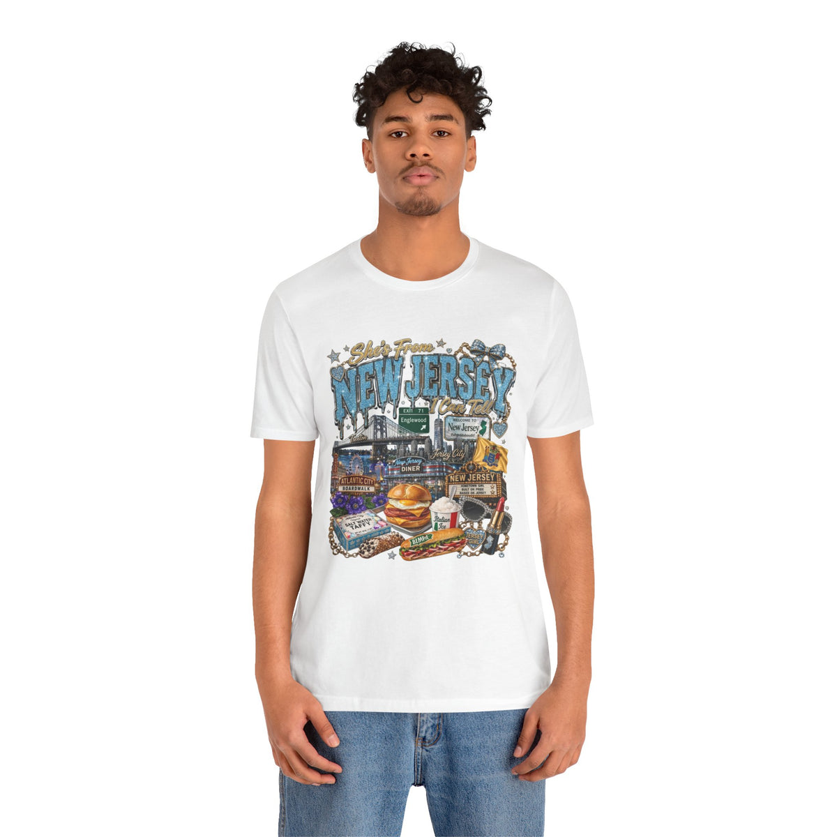 New Jersey Landmarks Tee — Jersey Shore, Diner & Turnpike Retro Graphic T-Shirt
