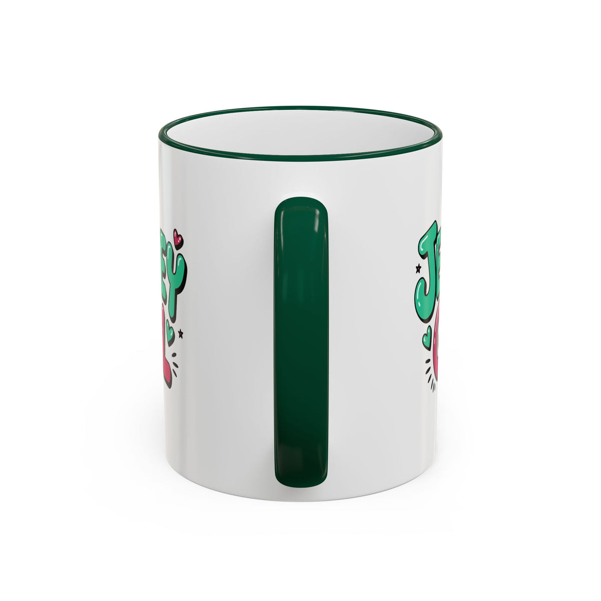 Jersey Girl Accent Rim Mug — Cute Retro Script Coffee Cup (11oz, 15oz)