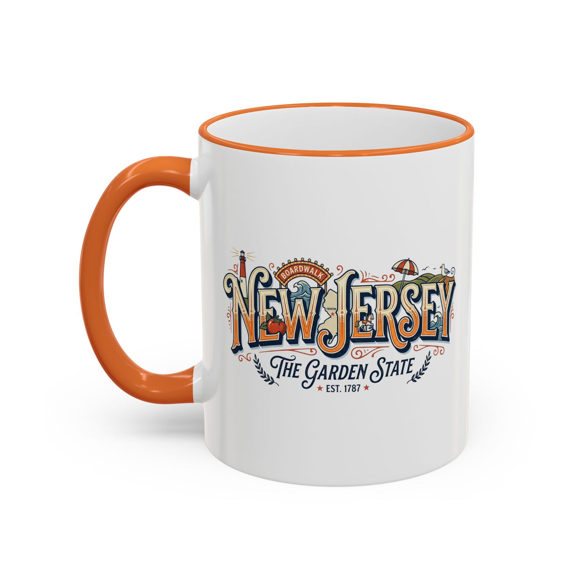 New Jersey Vintage Postcard Accent Rim & Handle Mug (11oz/15oz)