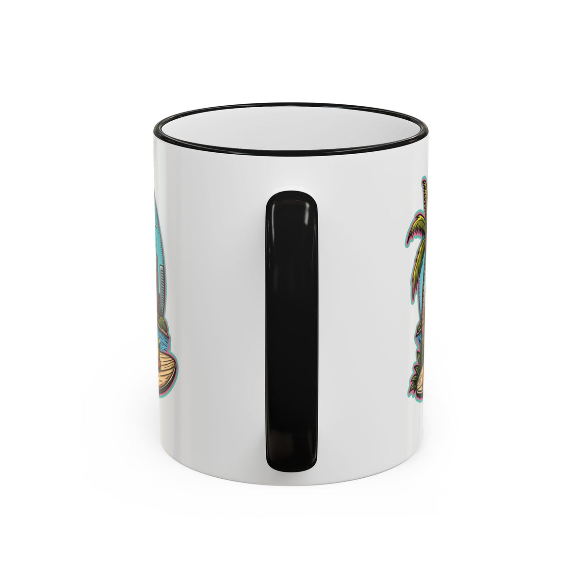 Miami Beach Scenic Accent Rim Mug – Tropical Palm Tree Skyline Coffee Cup (11oz & 15oz)