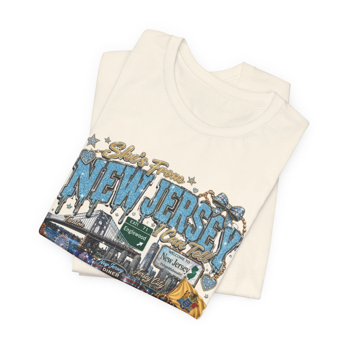 New Jersey Landmarks Tee — Jersey Shore, Diner & Turnpike Retro Graphic T-Shirt