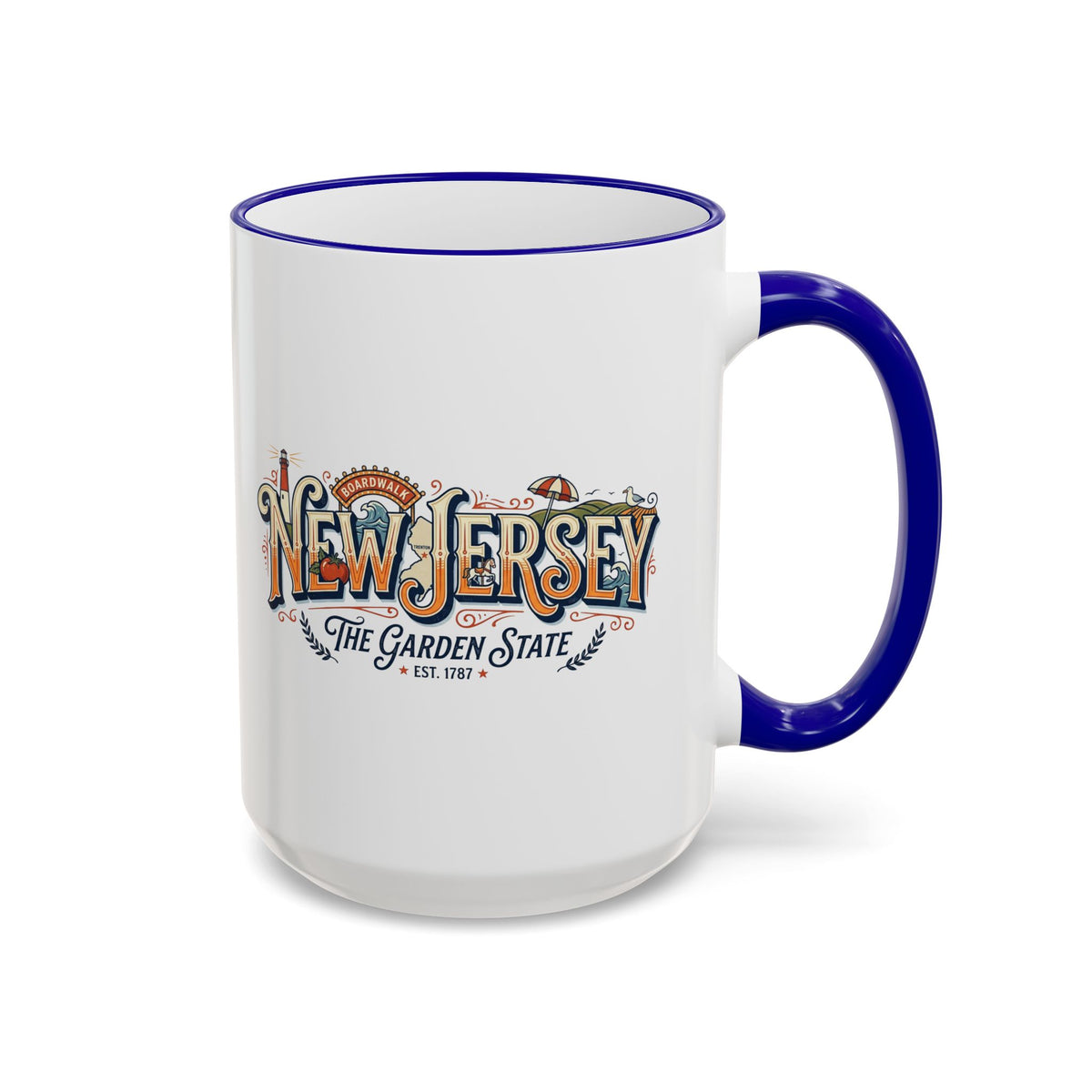 New Jersey Vintage Postcard Accent Rim & Handle Mug (11oz/15oz)