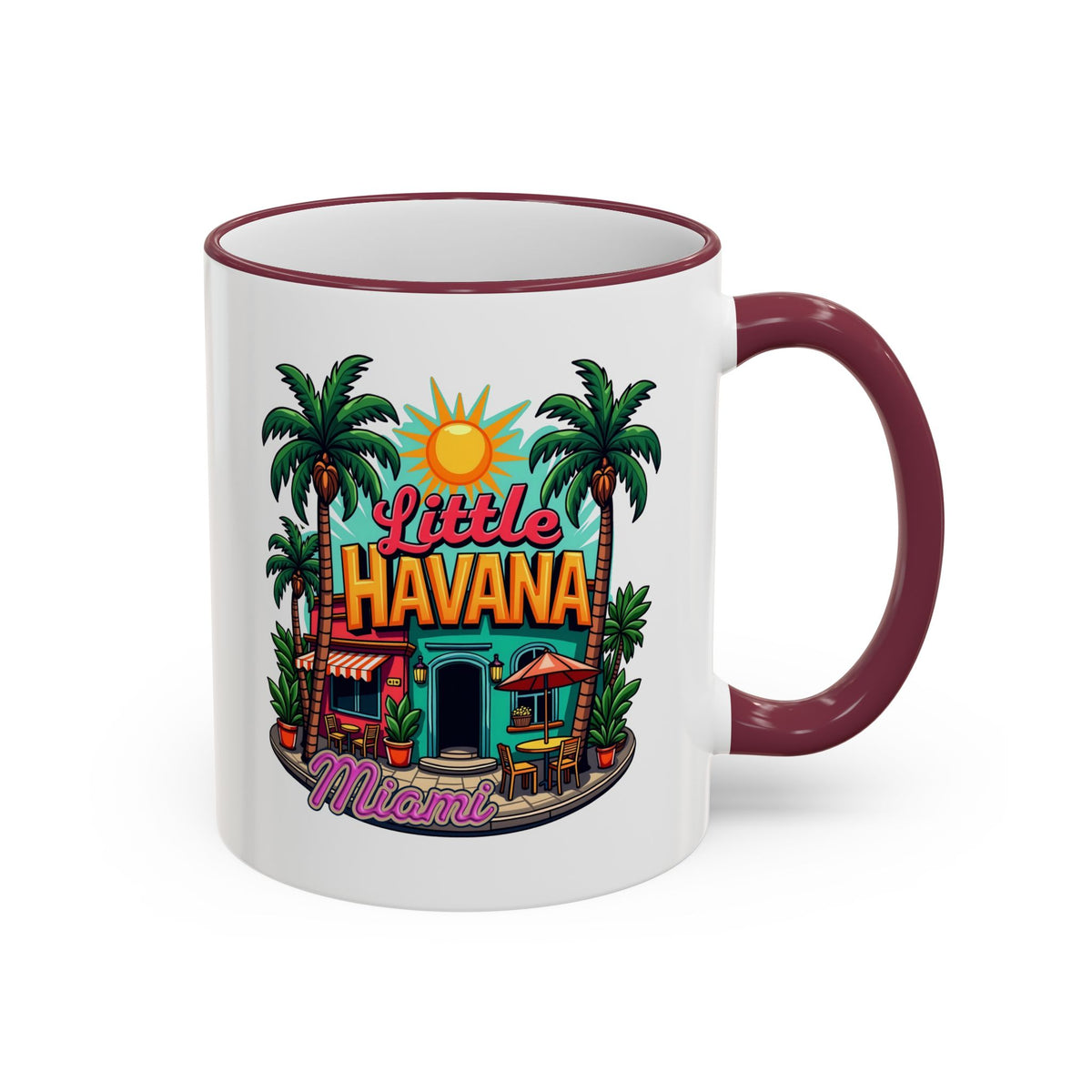 Tropical Little Havana Coffee Mug – Palm Tree Beach Scene