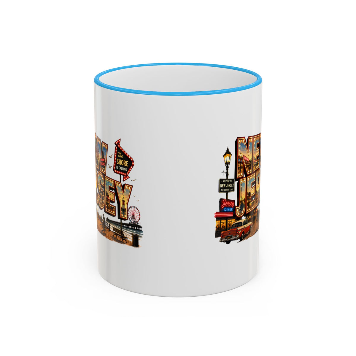 New Jersey Vintage Postcard Accent Rim Mug (11oz & 15oz)