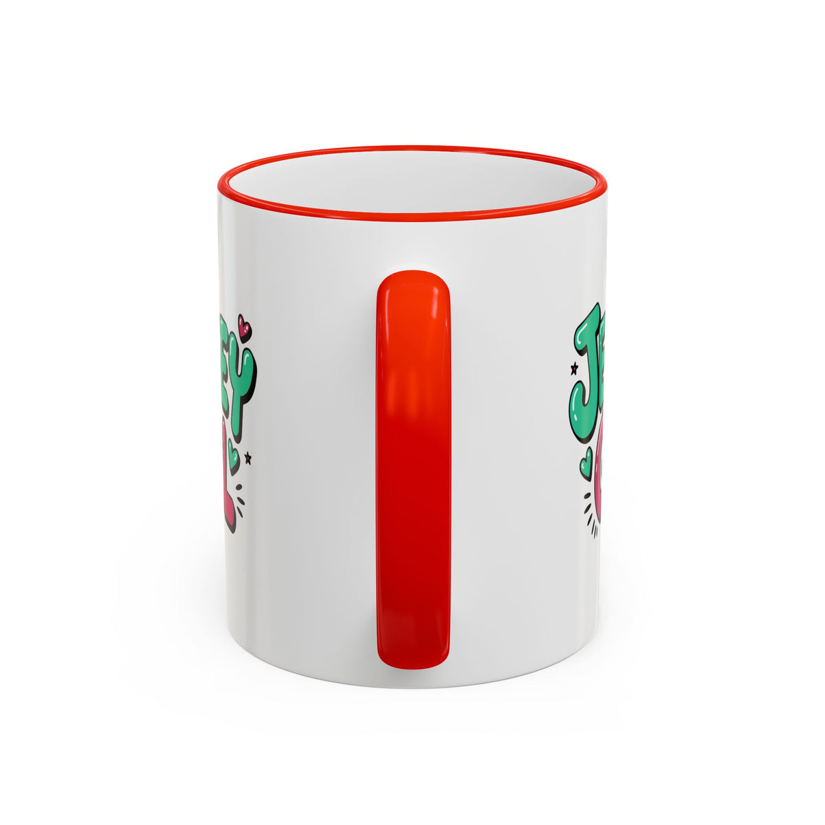 Jersey Girl Accent Rim Mug — Cute Retro Script Coffee Cup (11oz, 15oz)