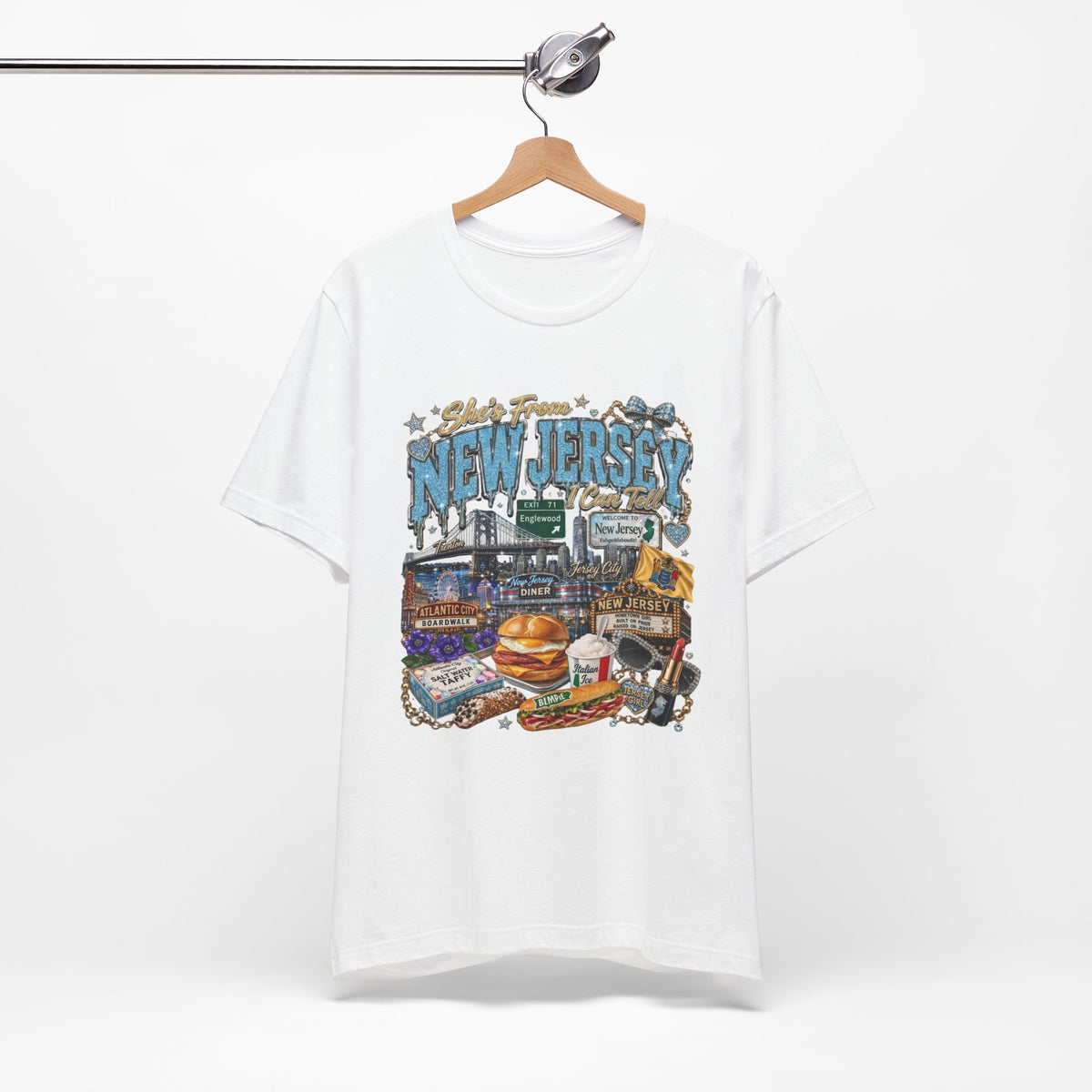 New Jersey Landmarks Tee — Jersey Shore, Diner & Turnpike Retro Graphic T-Shirt