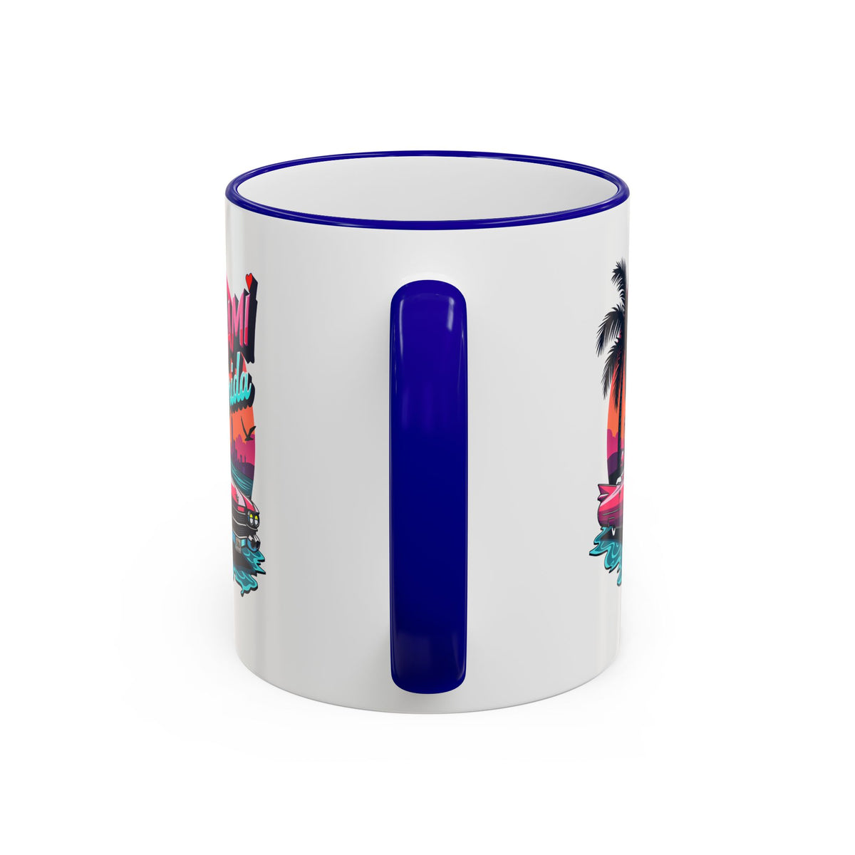 Miami Florida Retro Sunset Accent Rim Mug (11oz/15oz)
