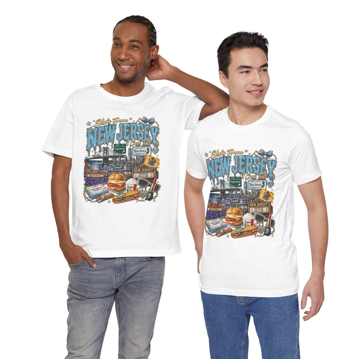 New Jersey Landmarks Tee — Jersey Shore, Diner & Turnpike Retro Graphic T-Shirt