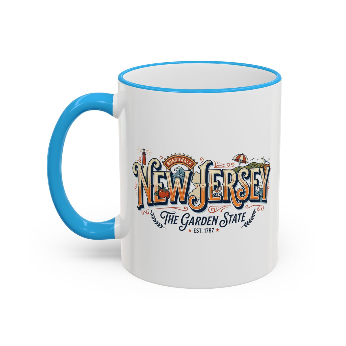New Jersey Vintage Postcard Accent Rim & Handle Mug (11oz/15oz)