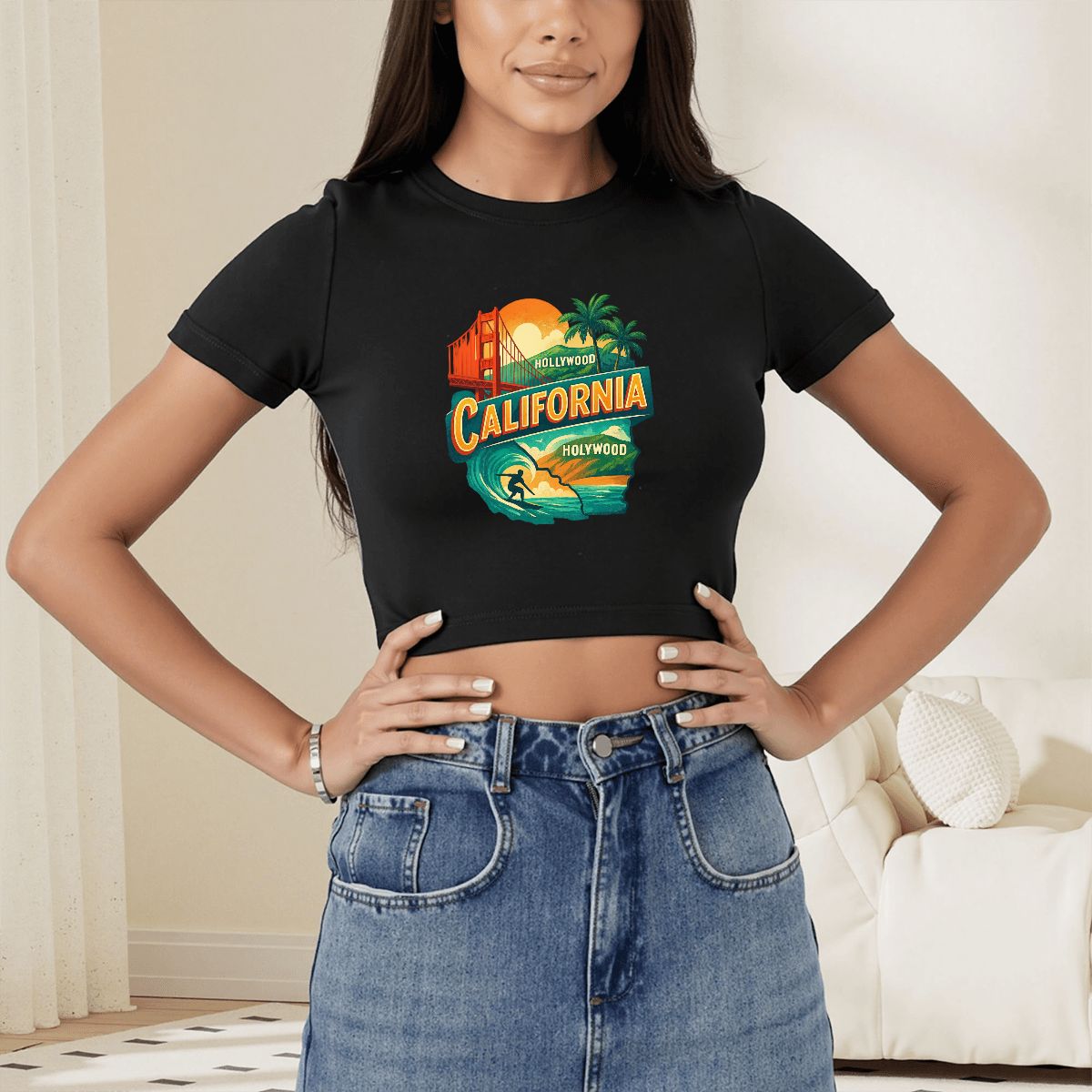 Short Sleeve California Crop Top for Women (Made in USA)