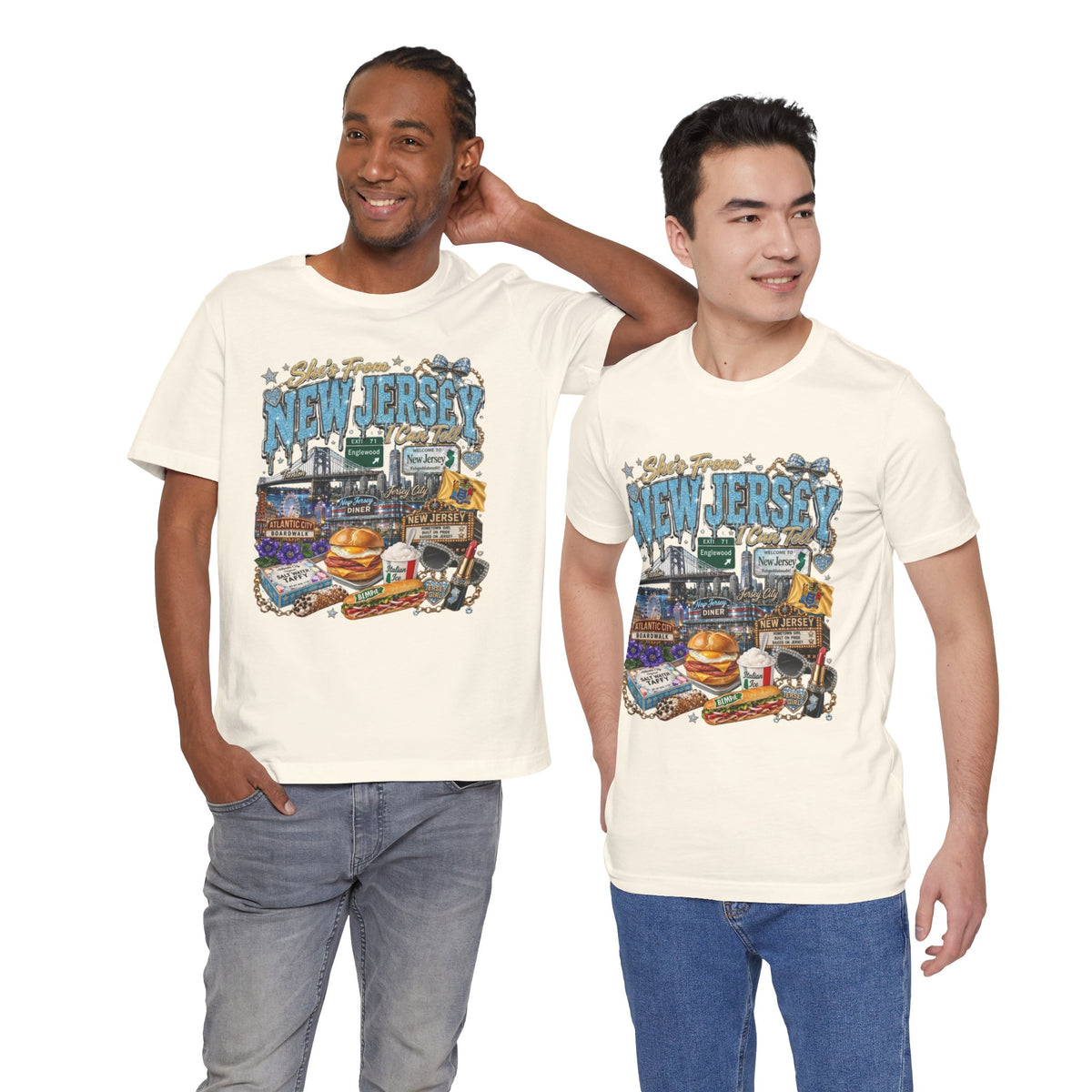 New Jersey Landmarks Tee — Jersey Shore, Diner & Turnpike Retro Graphic T-Shirt
