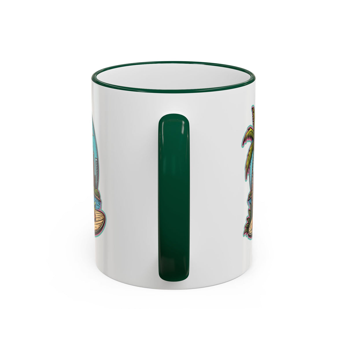 Miami Beach Scenic Accent Rim Mug – Tropical Palm Tree Skyline Coffee Cup (11oz & 15oz)