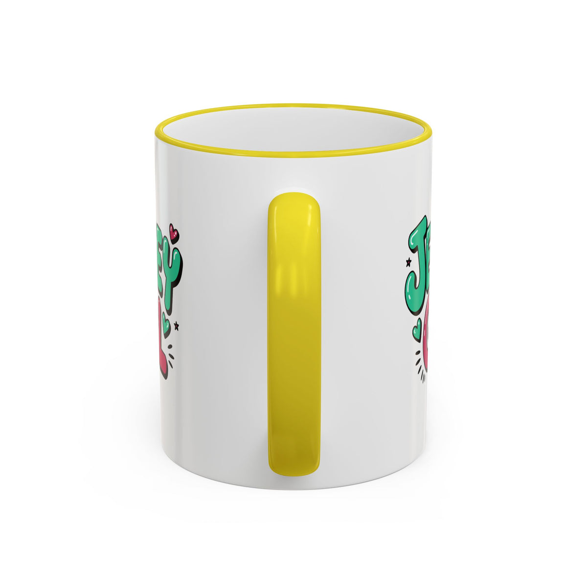 Jersey Girl Accent Rim Mug — Cute Retro Script Coffee Cup (11oz, 15oz)