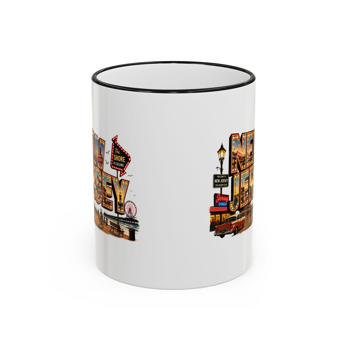 New Jersey Vintage Postcard Accent Rim Mug (11oz & 15oz)