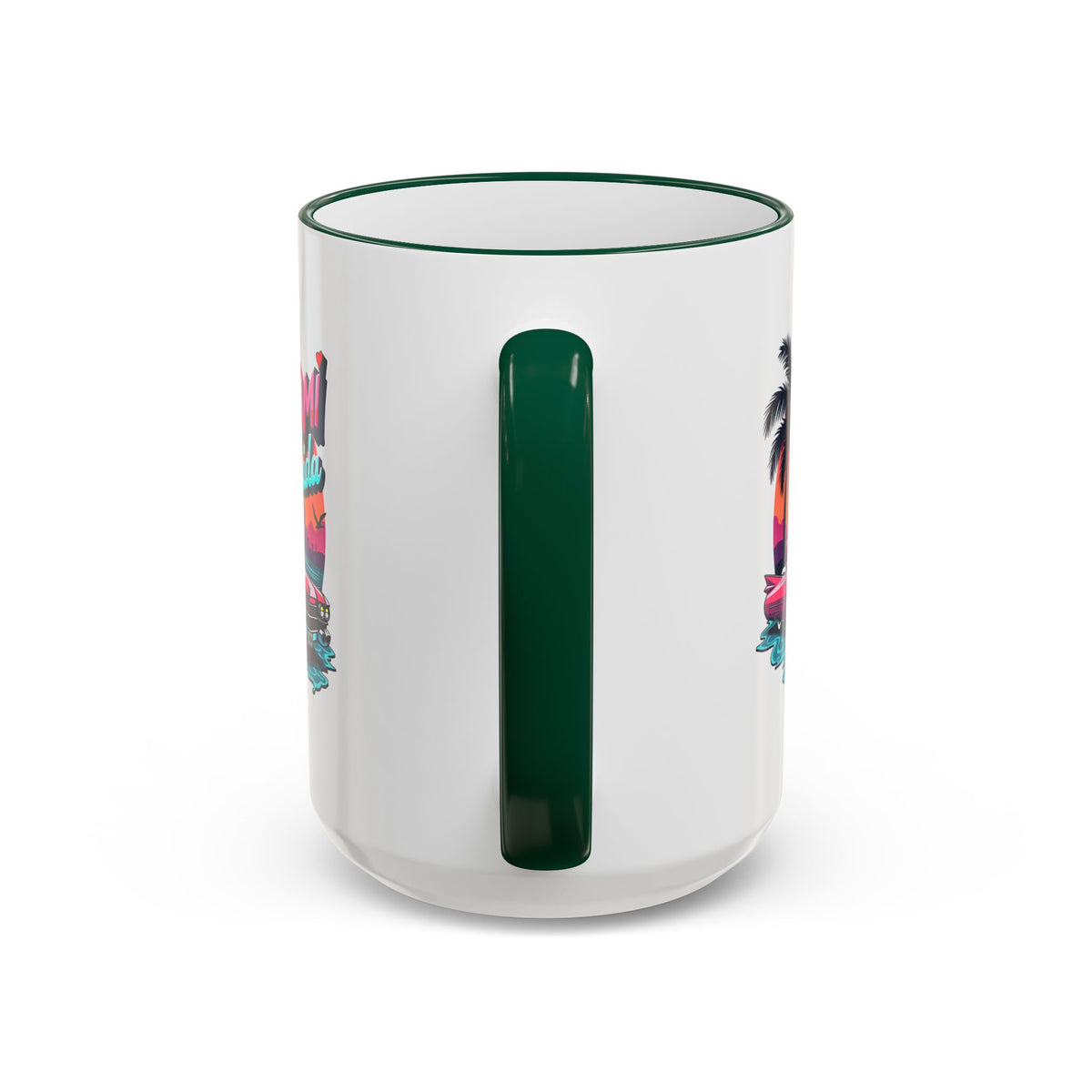 Miami Florida Retro Sunset Accent Rim Mug (11oz/15oz)