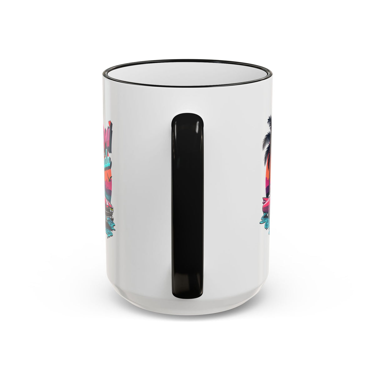 Miami Florida Retro Sunset Accent Rim Mug (11oz/15oz)