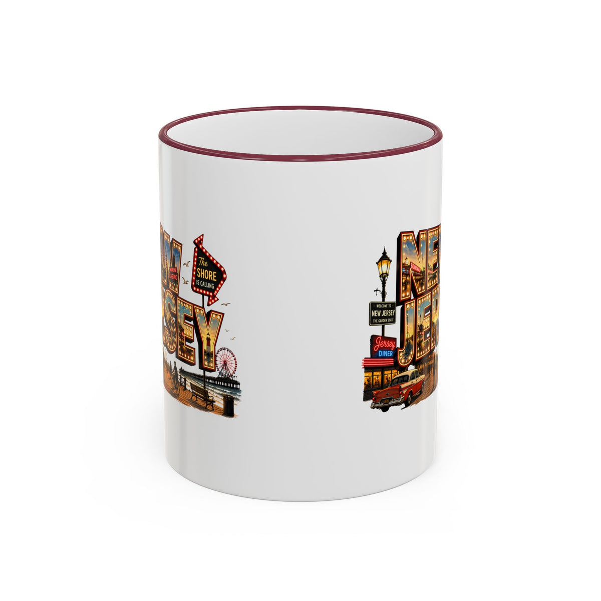 New Jersey Vintage Postcard Accent Rim Mug (11oz & 15oz)