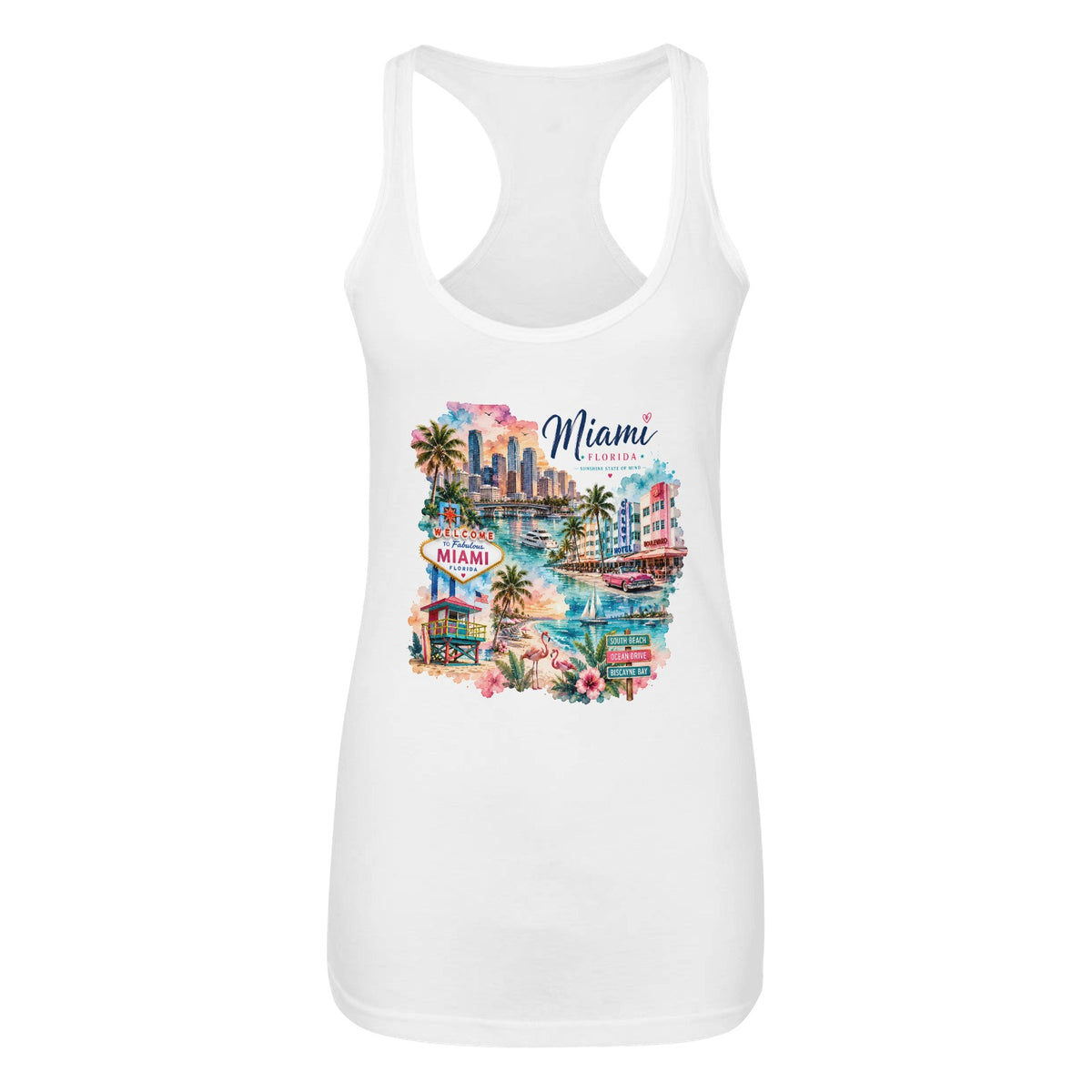 Women's White Miami Tank Top - Made in USA