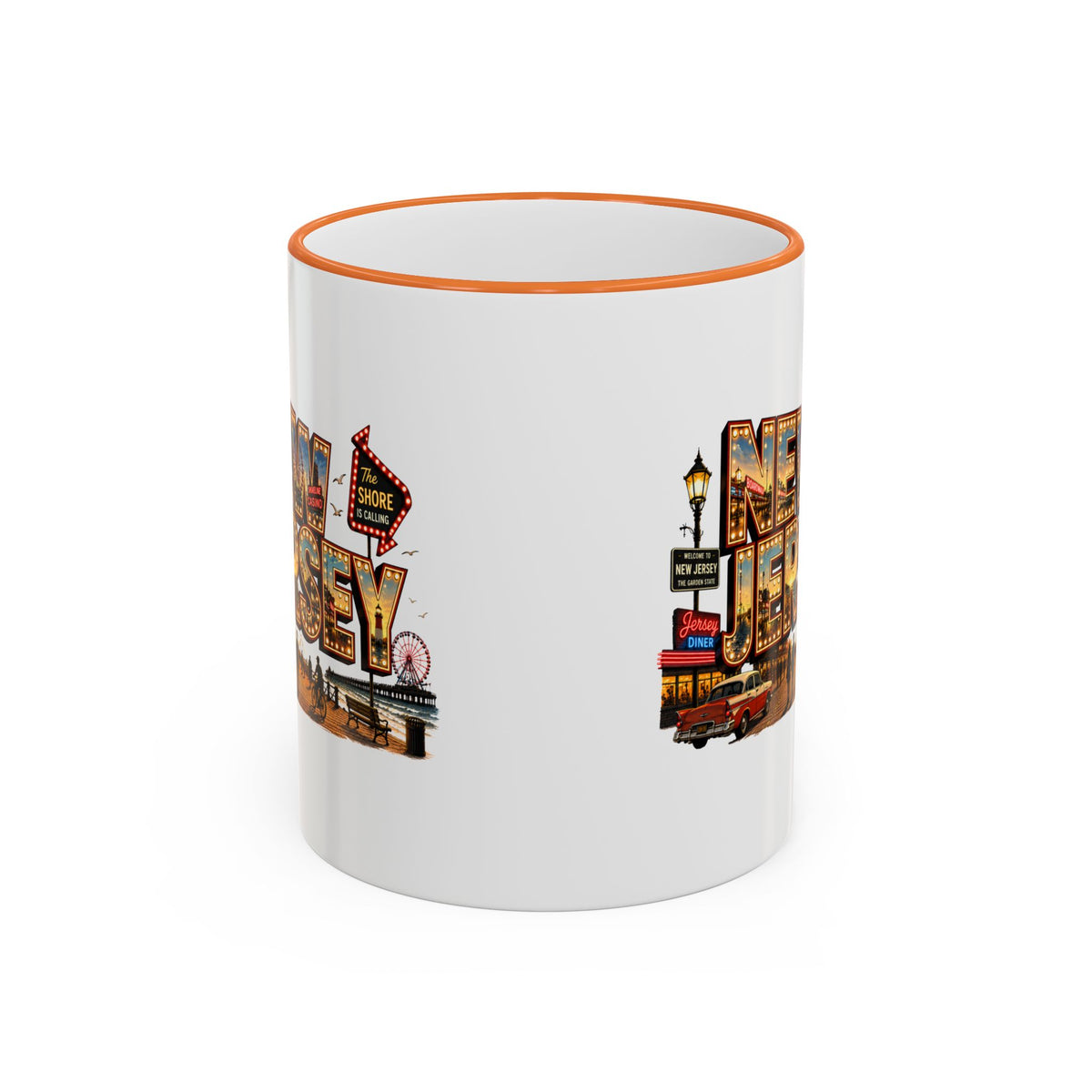 New Jersey Vintage Postcard Accent Rim Mug (11oz & 15oz)