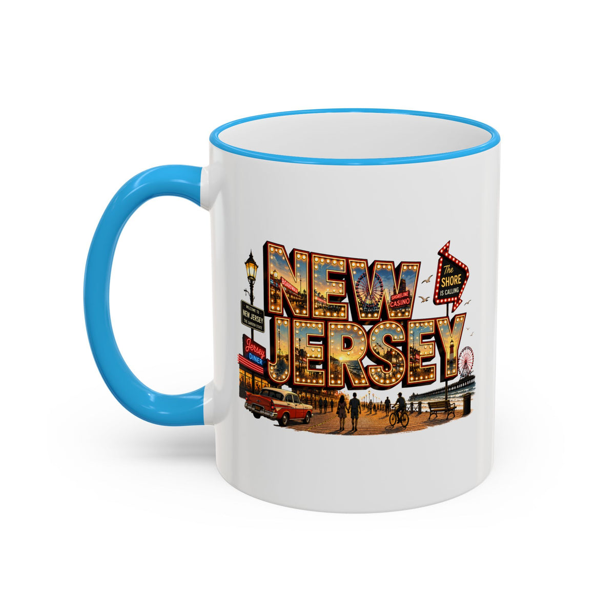 New Jersey Vintage Postcard Accent Rim Mug (11oz & 15oz)