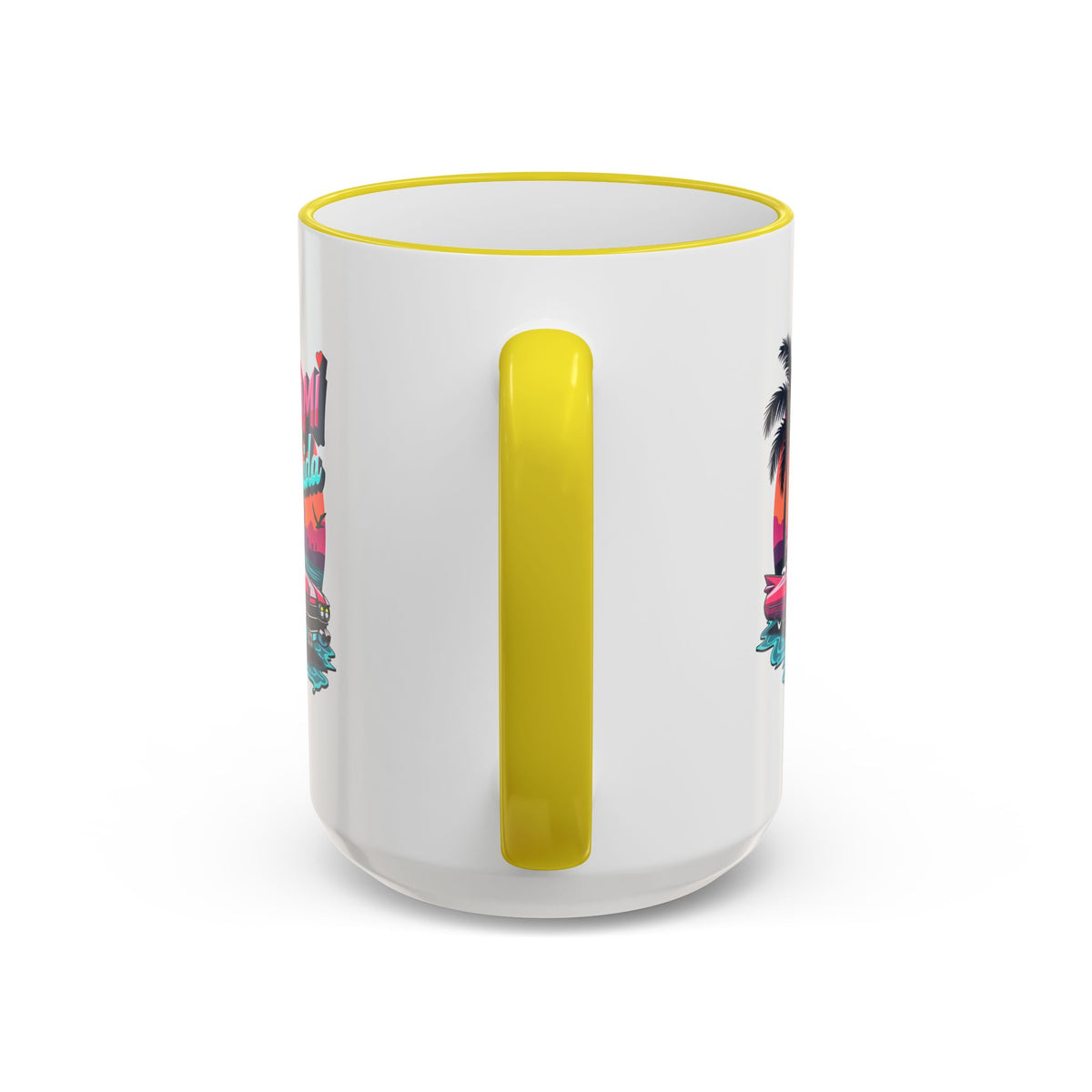 Miami Florida Retro Sunset Accent Rim Mug (11oz/15oz)