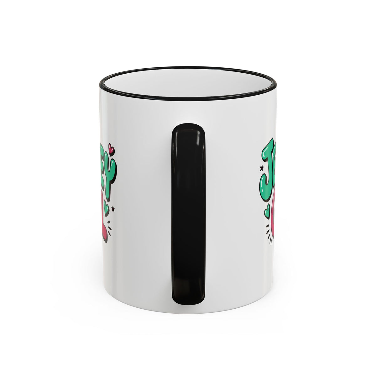 Jersey Girl Accent Rim Mug — Cute Retro Script Coffee Cup (11oz, 15oz)