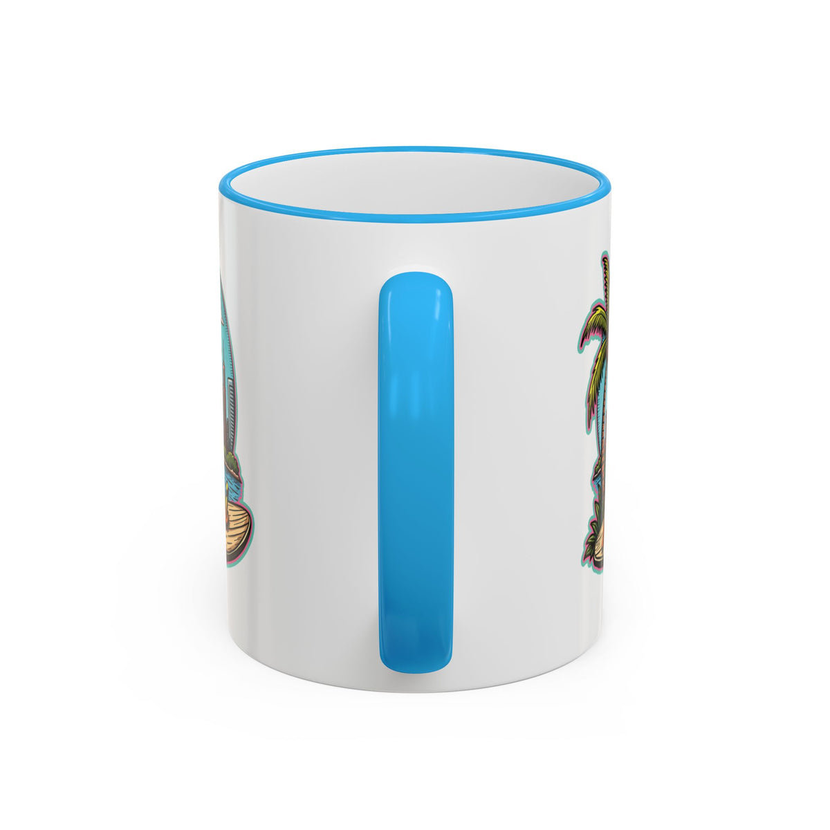 Miami Beach Scenic Accent Rim Mug – Tropical Palm Tree Skyline Coffee Cup (11oz & 15oz)
