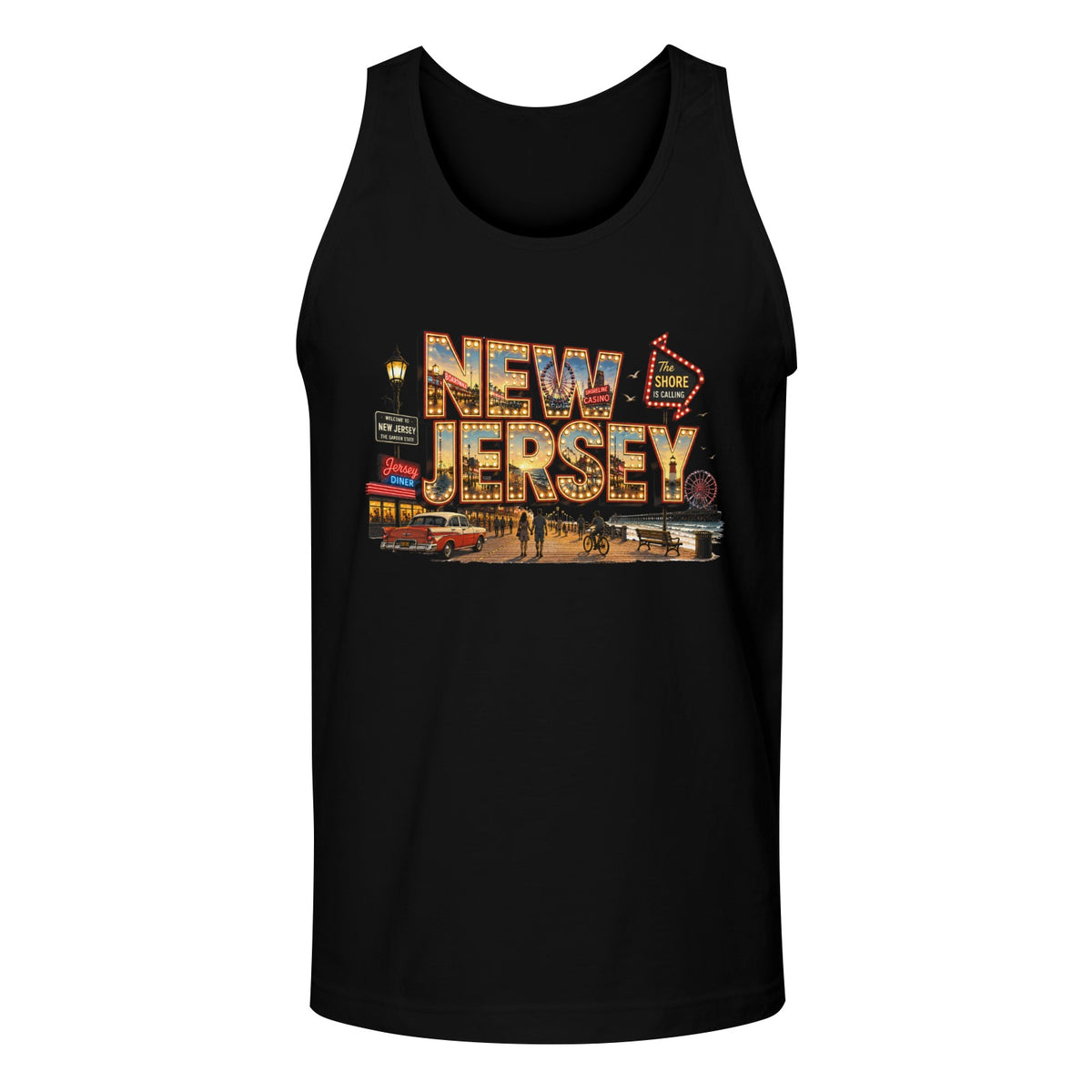 Black Retro New Jersey Tank Top - Made in USA