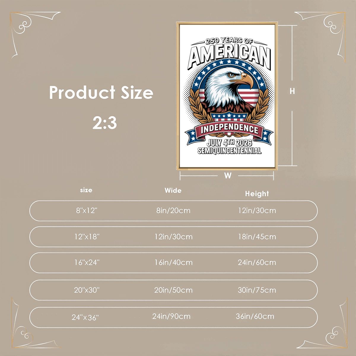 Floating Frame Canvas 2:3 (Vertical) (Made in USA) 250 Years America Anniversary