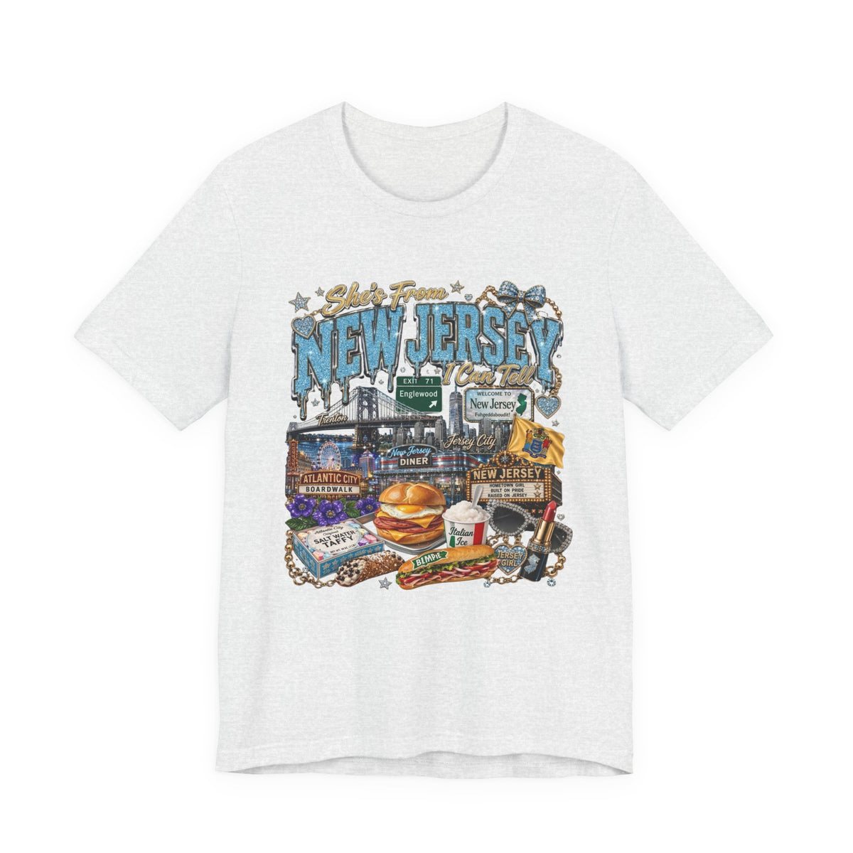 New Jersey Landmarks Tee — Jersey Shore, Diner & Turnpike Retro Graphic T-Shirt