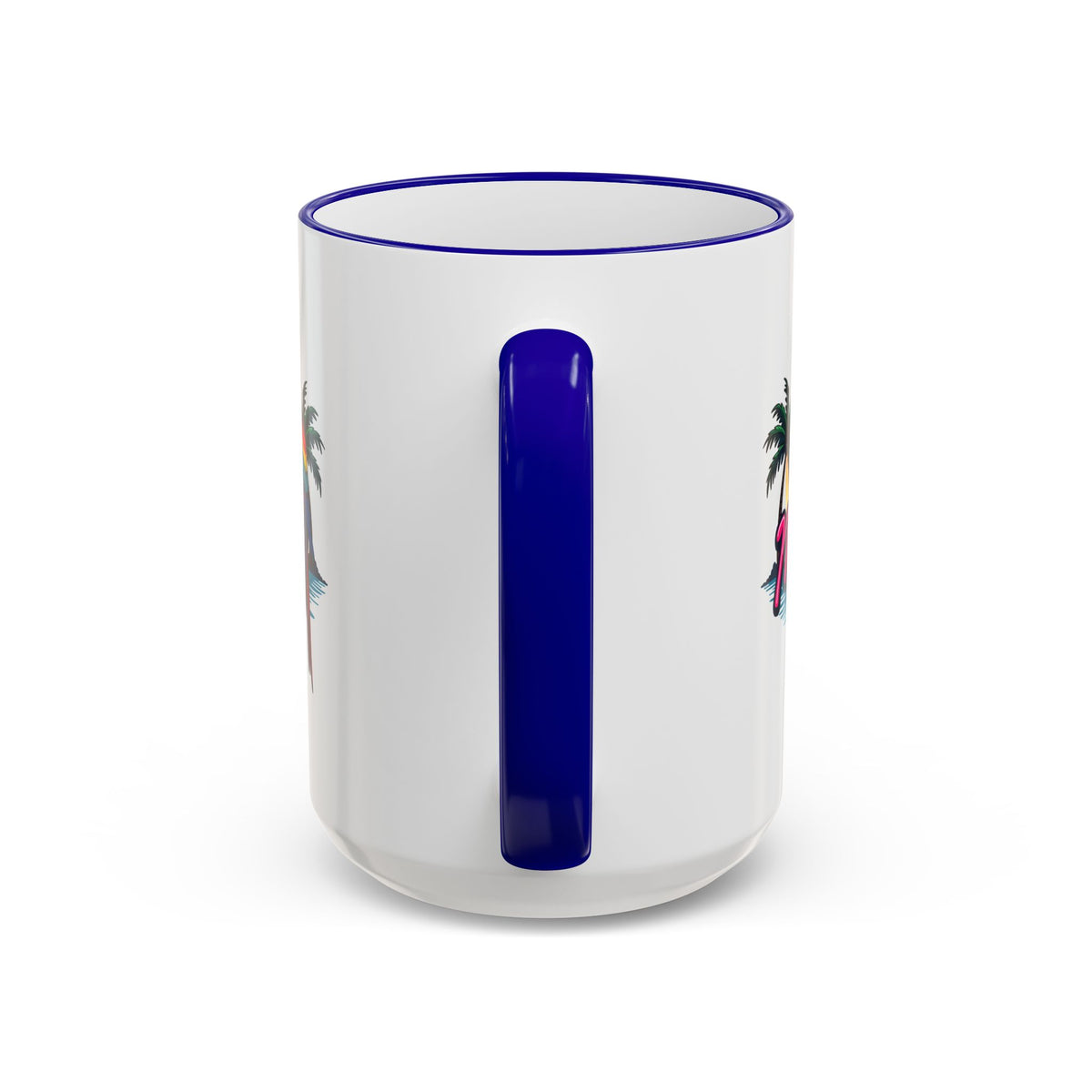 Miami Sunset Accent Rim & Handle Mug — Retro Palm Beach Coffee Cup