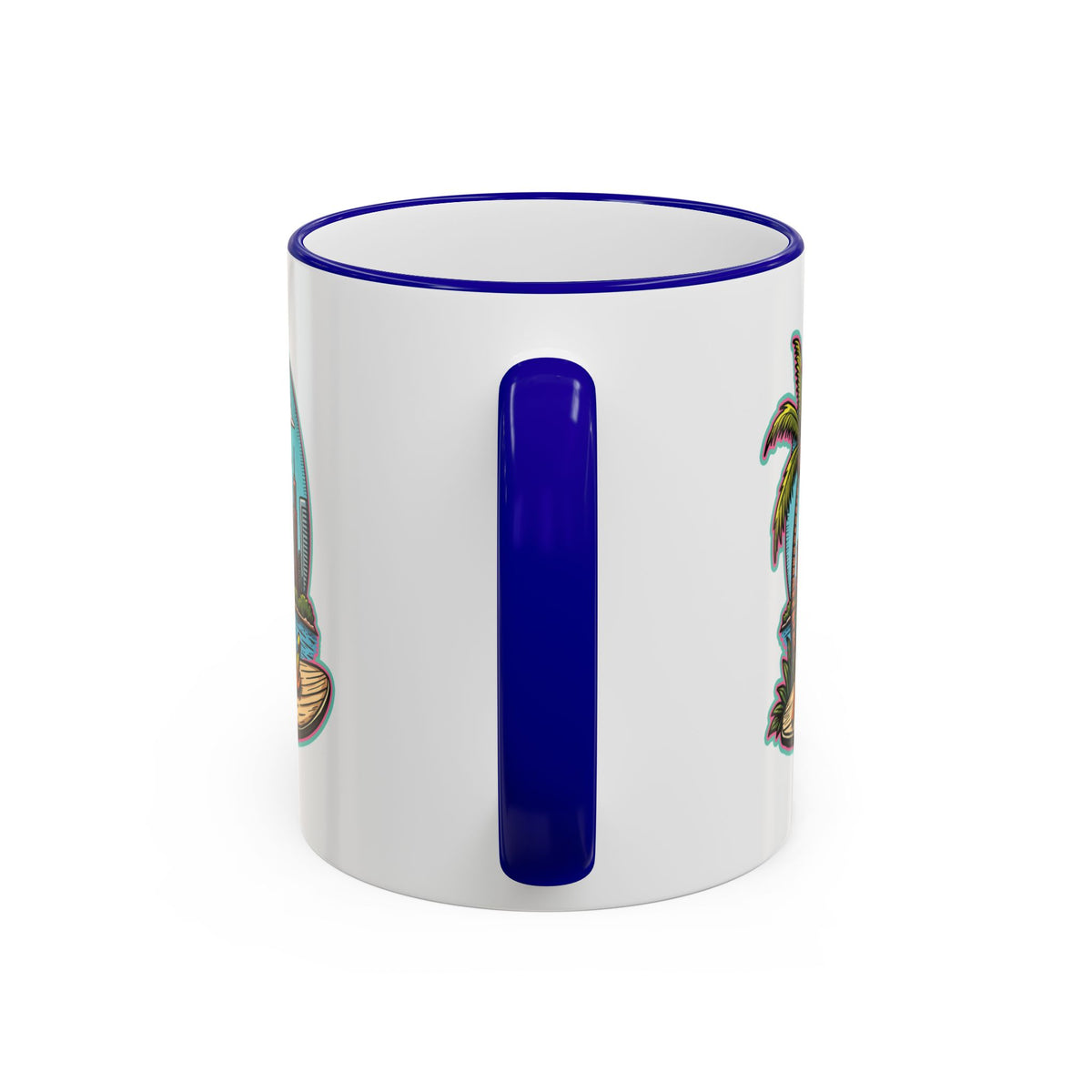 Miami Beach Scenic Accent Rim Mug – Tropical Palm Tree Skyline Coffee Cup (11oz & 15oz)