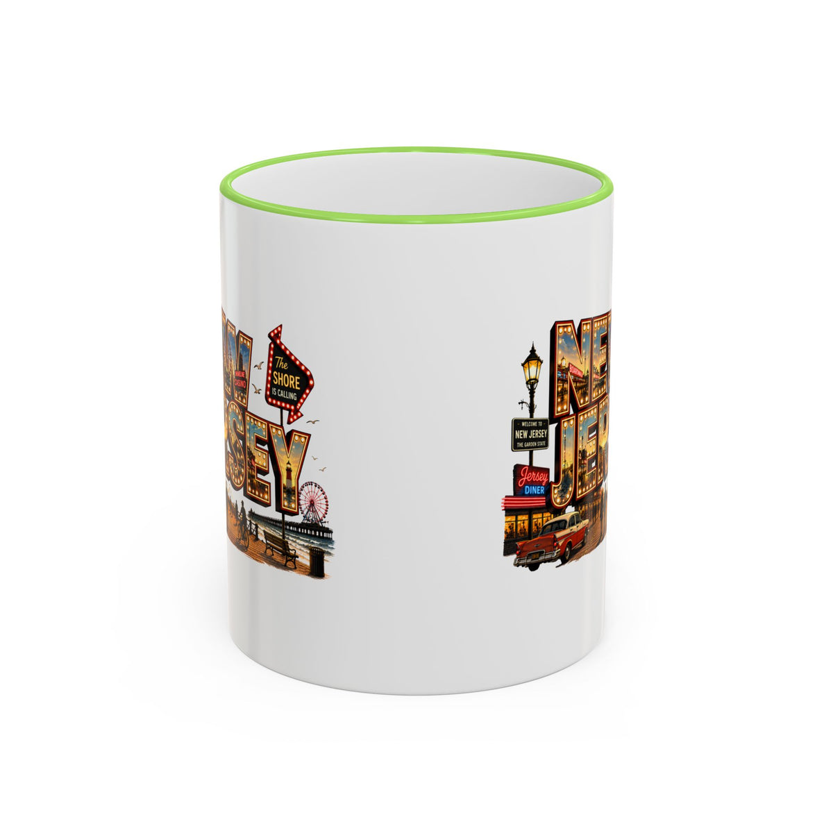 New Jersey Vintage Postcard Accent Rim Mug (11oz & 15oz)