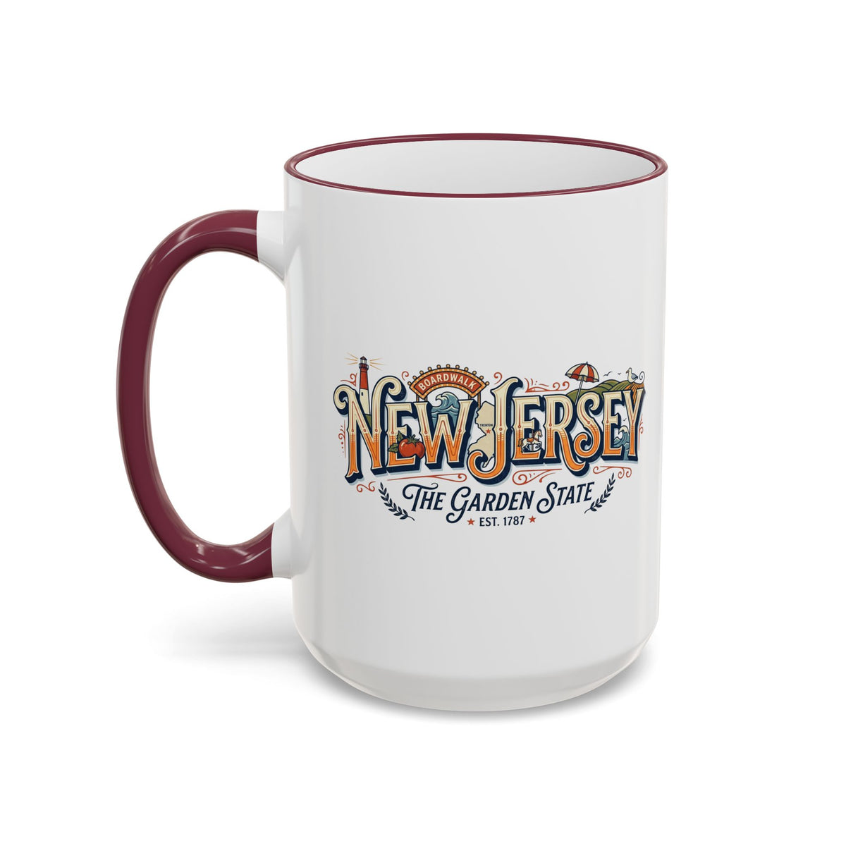 New Jersey Vintage Postcard Accent Rim & Handle Mug (11oz/15oz)