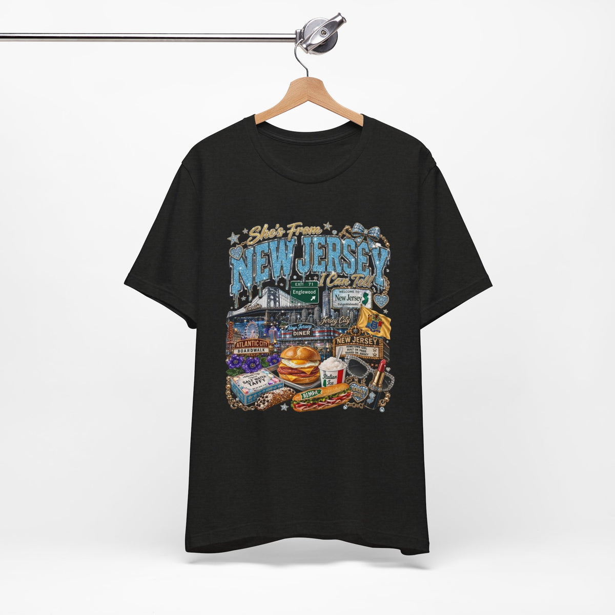 New Jersey Landmarks Tee — Jersey Shore, Diner & Turnpike Retro Graphic T-Shirt