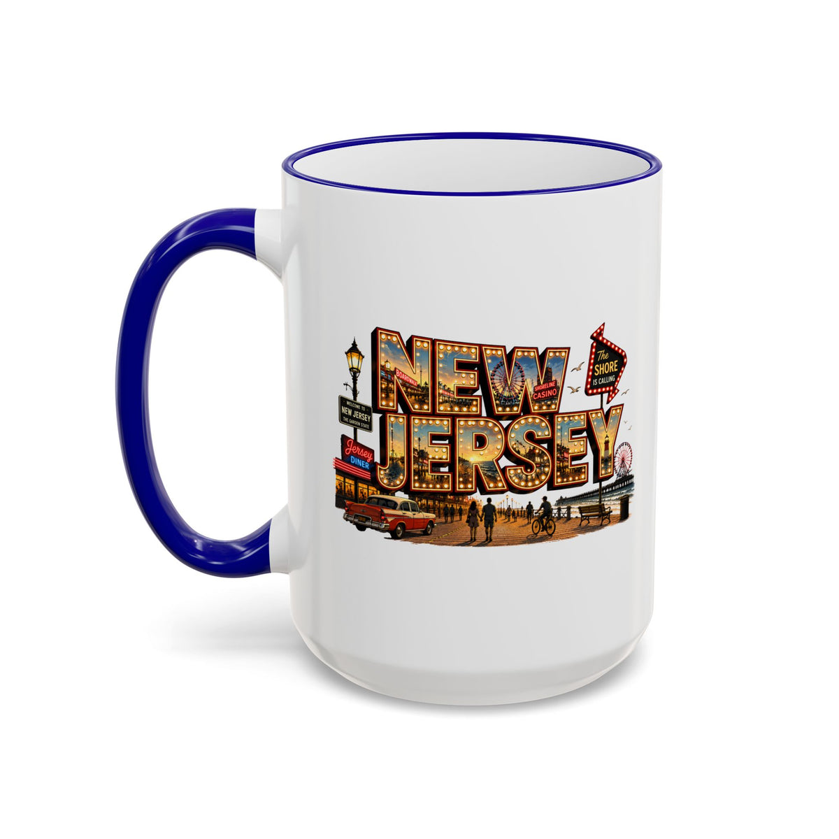 New Jersey Vintage Postcard Accent Rim Mug (11oz & 15oz)