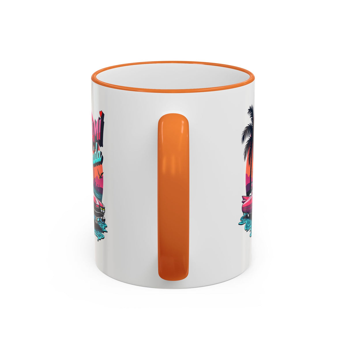 Miami Florida Retro Sunset Accent Rim Mug (11oz/15oz)