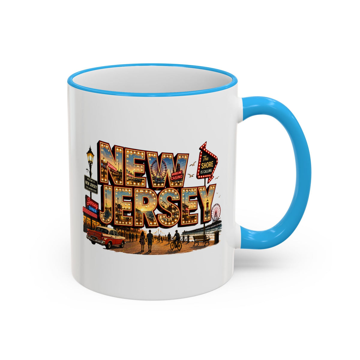 New Jersey Vintage Postcard Accent Rim Mug (11oz & 15oz)