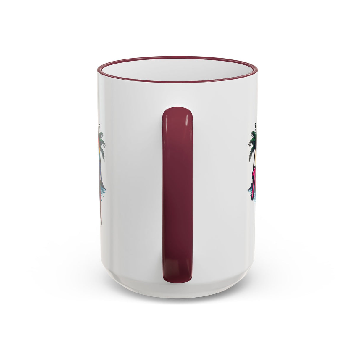 Miami Sunset Accent Rim & Handle Mug — Retro Palm Beach Coffee Cup