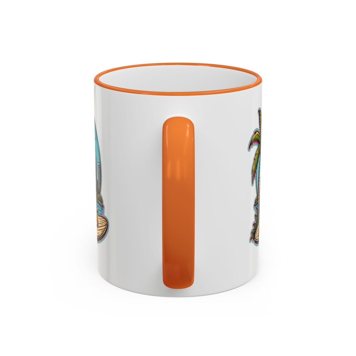 Miami Beach Scenic Accent Rim Mug – Tropical Palm Tree Skyline Coffee Cup (11oz & 15oz)