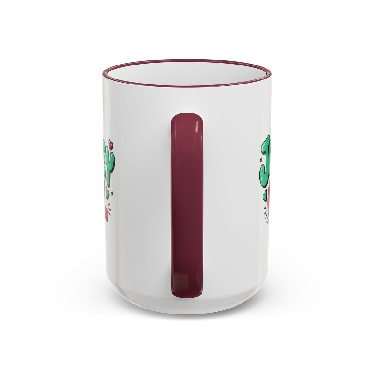 Jersey Girl Accent Rim Mug — Cute Retro Script Coffee Cup (11oz, 15oz)